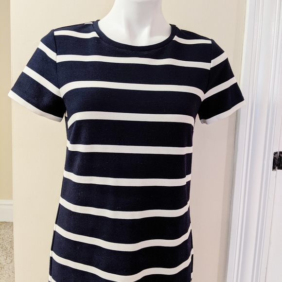 LOFT navy blue and white shift dress - Picture 4 of 7